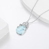 Pendentif Poulpe Argent s925 et Larimar - Couleurs Lagon - fond blanc