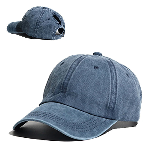 bleu delav - Casquette Queue de Cheval Coton Lavé — Coloris & Filet