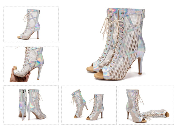 argent pres - Chaussures de Danse Latine à Talons Hauts – Modèle LUNA II Brillant Outdoor - Couleurs Lagon