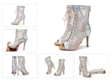 argent - Chaussures de Danse Latine à Talons Hauts – Modèle LUNA II Brillant Indoor - Couleurs Lagon