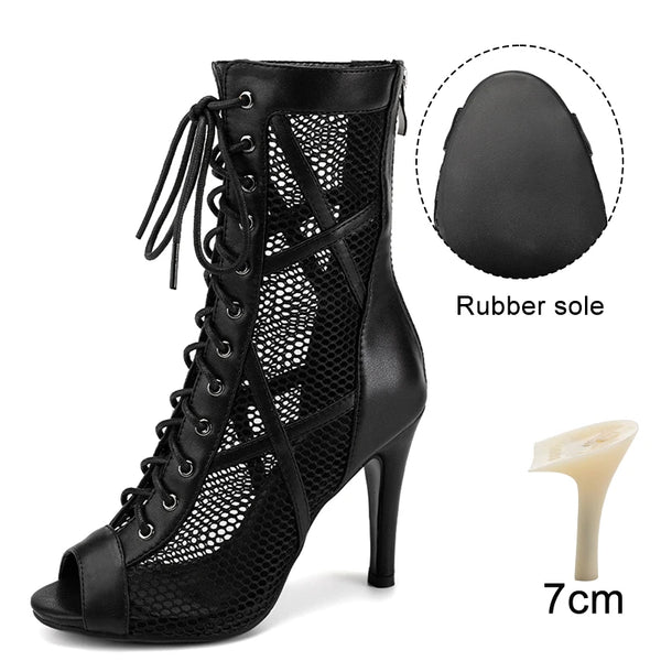noir PU 7 styletto - Chaussures de Danse Latine à Talons Hauts – Modèle LUNA II Brillant Outdoor - Couleurs Lagon