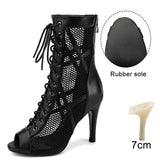 noir rubber 7 styletto - Chaussures de Danse Latine à Talons Hauts – Modèle LUNA II Brillant Indoor - Couleurs Lagon