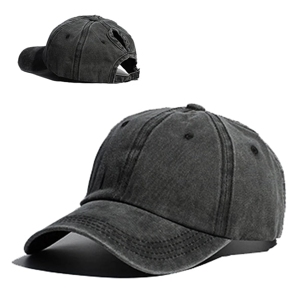 noir - Casquette Queue de Cheval Coton Lavé — Coloris & Filet