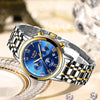 acier cadran bleu liseret or - Montre Femme Luxe Chronographe LIGE AVIATOR - Couleurs Lagon