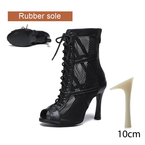 noir PU 10 styletto - Chaussures de Danse Latine à Talons Hauts – Modèle LUNA II Noir Rouge - Couleurs Lagon