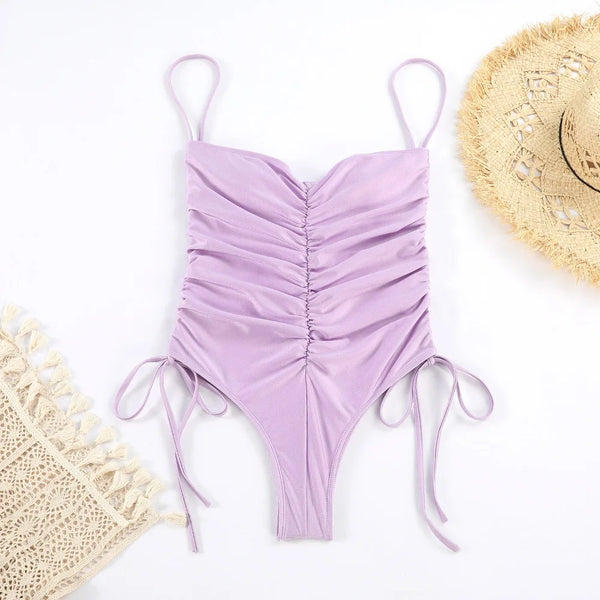 Monokini femme violet dos nu profond bretelles ajustables — Couleurs Lagon BLACKBIRD