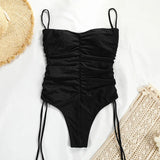 Détail tissu monokini femme noir — Couleurs Lagon BLACKBIRD