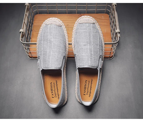 gris panier dessus - Espadrille respirante en toile tissée – Loafers homme d'inspiration chinoise, souples et légers - Couleurs Lagon