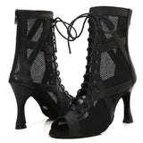 cote gauche & droite - Chaussures de Danse Latine Noires à Talons Hauts – Modèle LUNA - Couleurs Lagon