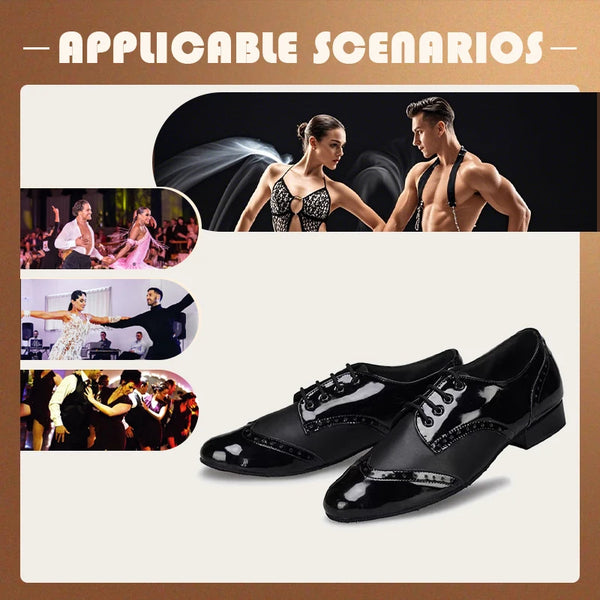 Chaussures de Danse Latine & de Salon Homme Cuir Verni – Couleurs Lagon