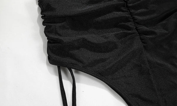 Détail tissu 4D monokini femme noir — Couleurs Lagon BLACKBIRD