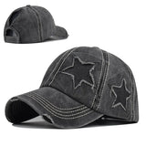 noir delav stars - Casquette Queue de Cheval Coton Lavé — Coloris & Filet
