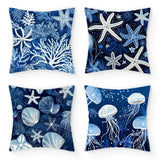 1-Housse de Coussin Décorative Motif Océan