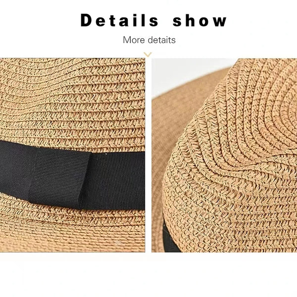 details - Chapeau Panama Court Homme Femme – Paille Naturelle UPF50+