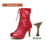 rouge nubuck 8.5 cubain - Chaussures de Danse Latine à Talons Hauts – Modèle LUNA II Noir Rouge b - Couleurs Lagon