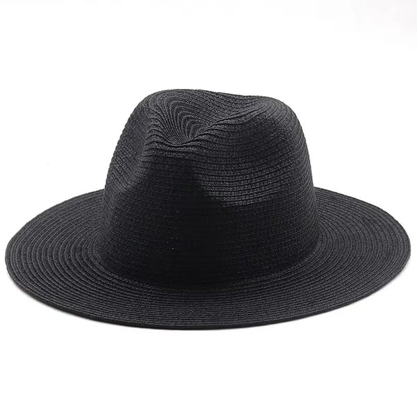 noir - Chapeau Panama Court Homme Femme – Paille Naturelle UPF50+