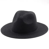 noir - Chapeau Panama Court Homme Femme – Paille Naturelle UPF50+