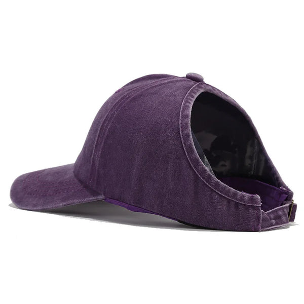 violet - Casquette Queue de Cheval Coupe Large — Coton Lavé Ajustable