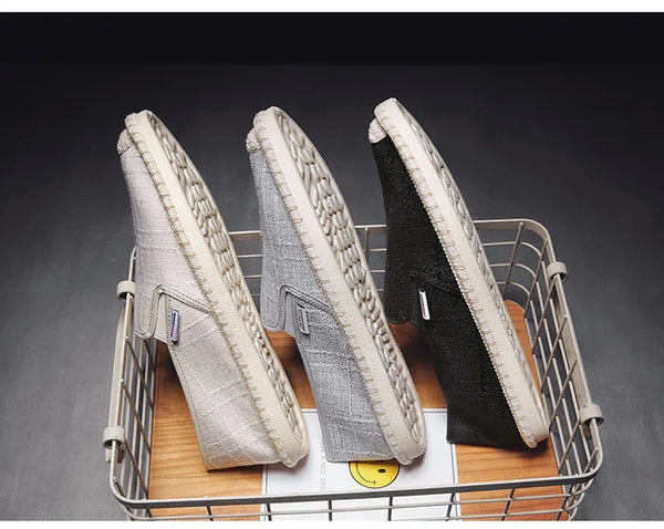 vue panier x3 - Espadrille respirante en toile tissée – Loafers homme d'inspiration chinoise, souples et légers - Couleurs Lagon