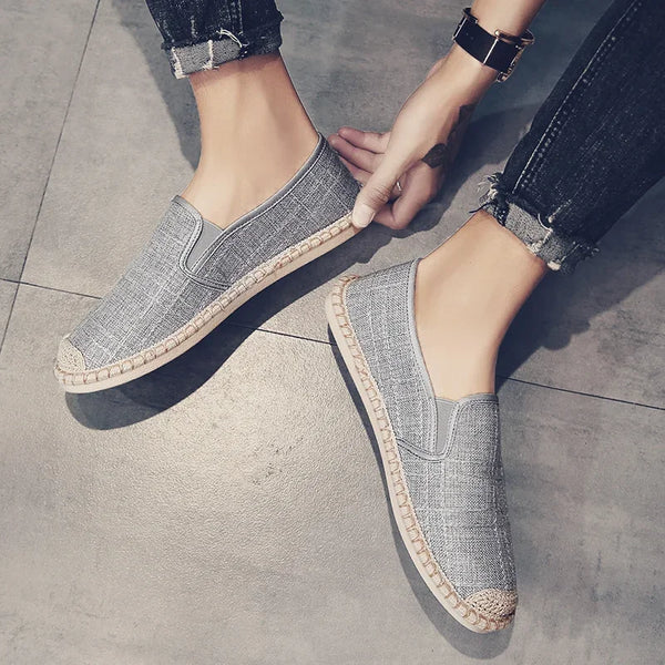 gris jeans - Espadrille respirante en toile tissée – Loafers homme d'inspiration chinoise, souples et légers - Couleurs Lagon