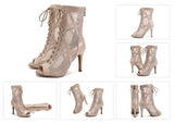 beige - Chaussures de Danse Latine à Talons Hauts – Modèle LUNA II Brillant Indoor - Couleurs Lagon