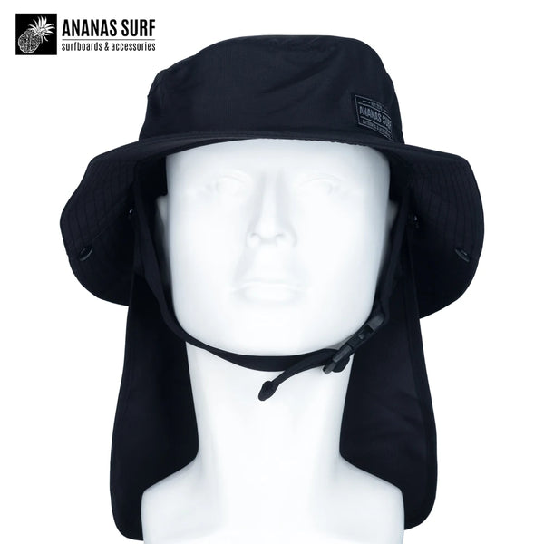 noir long-Chapeau de Surf Anti-UV avec Mentonnière — Kitesurf, Pêche, Sport Nautique