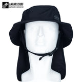 noir long-Chapeau de Surf Anti-UV avec Mentonnière — Kitesurf, Pêche, Sport Nautique