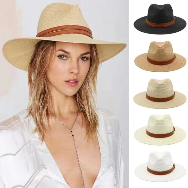 presentation fem - Chapeau Panama Court Homme Femme – Paille Naturelle UPF50+