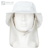 blanc long-Chapeau de Surf Anti-UV avec Mentonnière — Kitesurf, Pêche, Sport Nautique