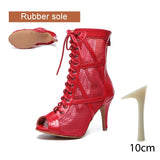 rouge PU 10 styletto - Chaussures de Danse Latine à Talons Hauts – Modèle LUNA II Noir Rouge b - Couleurs Lagon