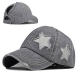 gris delav stars - Casquette Queue de Cheval Coton Lavé — Coloris & Filet