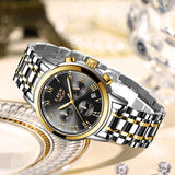 acier cadran noir liseret or - Montre Femme Luxe Chronographe LIGE AVIATOR - Couleurs Lagon