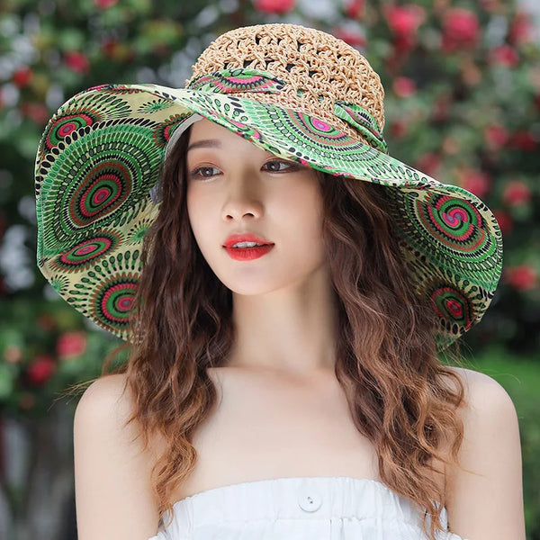 Chapeau Anti UV Femme Pliable – Chapeau de Plage Bord Large | Couleurs Lagon