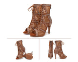 show marron - Chaussures de Danse Latine à Talons Hauts – Modèle LUNA II Strass Styletto Marron - Couleurs Lagon