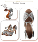 argent - Chaussures de Danse Femme Strass Argent Noir | Couleurs Lagon