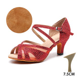 T7.5 rouge - Chaussures de Danse Femme Strass Bleu Rouge | Couleurs Lagon