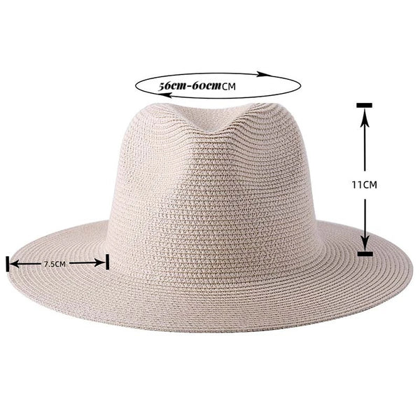 dimensions - Chapeau Panama Court Homme Femme – Paille Naturelle UPF50+