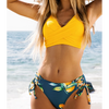 Couleurs Lagon - Sexy Bikini Push-Up Croisé Floral Jaune Citron Tangua Taille Haute