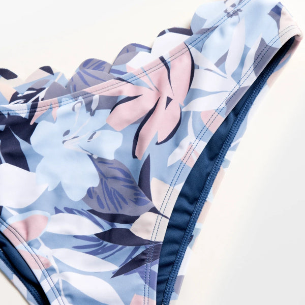 Couleurs Lagon - Sexy Bikini Push-Up Festonné Floral Tangua Taille Haute