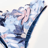 Couleurs Lagon - Sexy Bikini Push-Up Festonné Floral Tangua Taille Haute