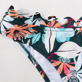 Couleurs Lagon - Sexy Bikini Push-Up Festonné Floral Tangua Taille Haute