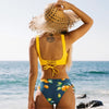 Couleurs Lagon - Sexy Bikini Push-Up Croisé Floral Jaune Citron Tangua Taille Haute
