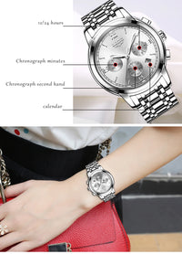 details chronographes - Montre Femme Luxe Chronographe LIGE AVIATOR - Couleurs Lagon