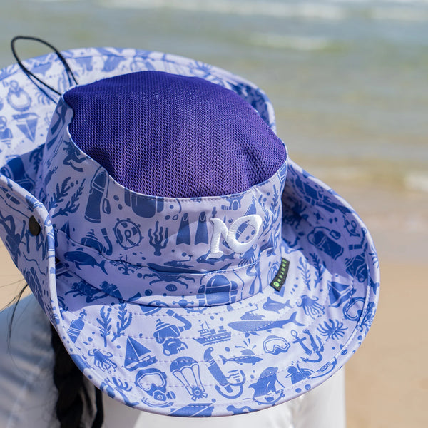 vue dessus 3/4 -Chapeau Bob Anti-UV Respirant — Randonnée, Pêche, Homme Femme