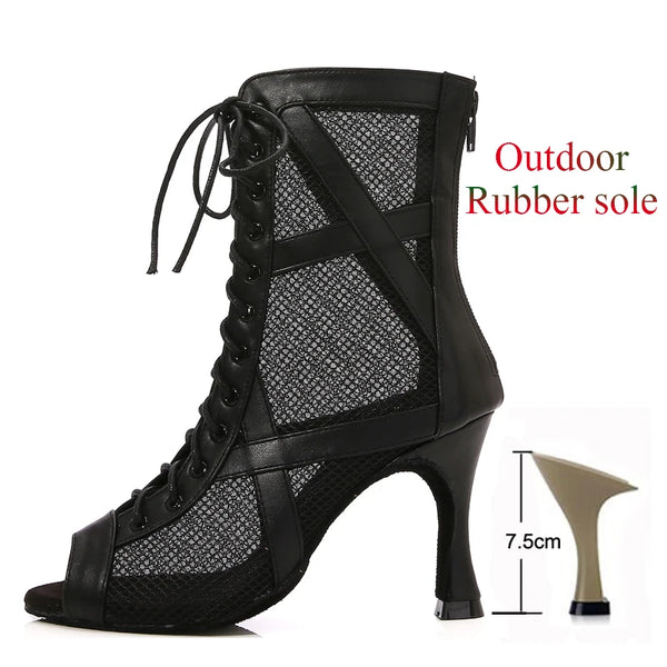 PU T7.5 cubain - Chaussures de Danse Latine Noires à Talons Hauts – Modèle LUNA - Couleurs Lagon