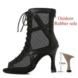 PU T7.5 cubain - Chaussures de Danse Latine Noires à Talons Hauts – Modèle LUNA - Couleurs Lagon