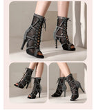 modele show noir - Chaussures de Danse Latine à Talons Hauts – Modèle LUNA II Strass Styletto Noir - Couleurs Lagon