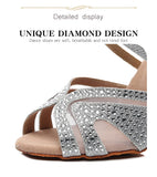 bout en diamant - Chaussures de Danse Femme Strass Argent Noir | Couleurs Lagon