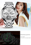 lisibilite nocturne - Montre Femme Luxe Chronographe LIGE AVIATOR - Couleurs Lagon