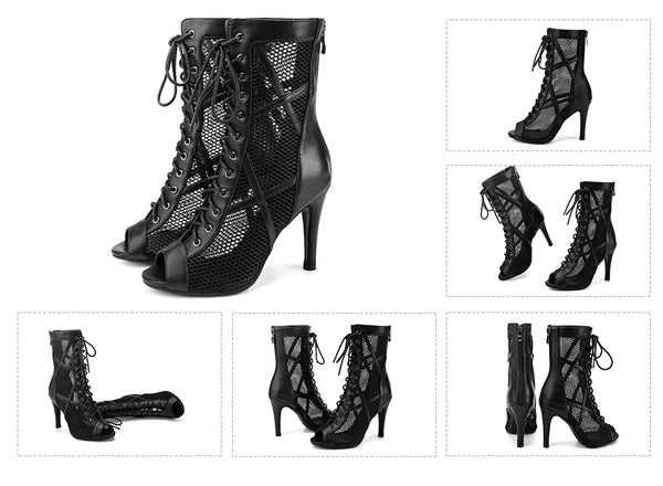 noir - Chaussures de Danse Latine à Talons Hauts – Modèle LUNA II Brillant Indoor - Couleurs Lagon